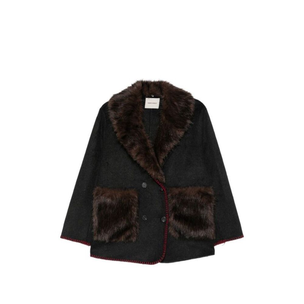 Front Street 8 Women Faux Fur Detail Wool Coat